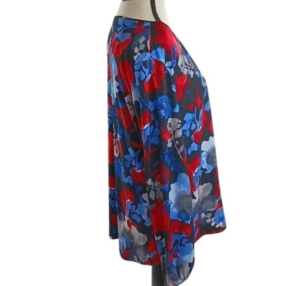 The Limited Womens Size S Multicolor Floral Long Sleeve Blouse Top Keyhole - Picture 4 of 7